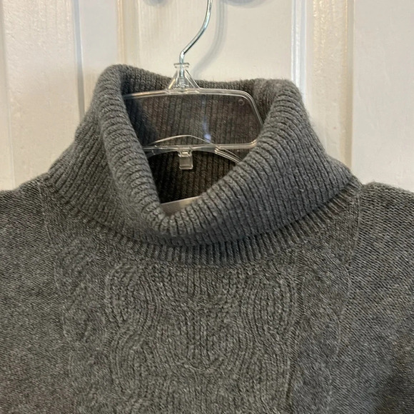 Caslon Women’s (XS) Grey Heathered Cable Knit Cotton Wool Turtleneck Soft NWT - Picture 4 of 8